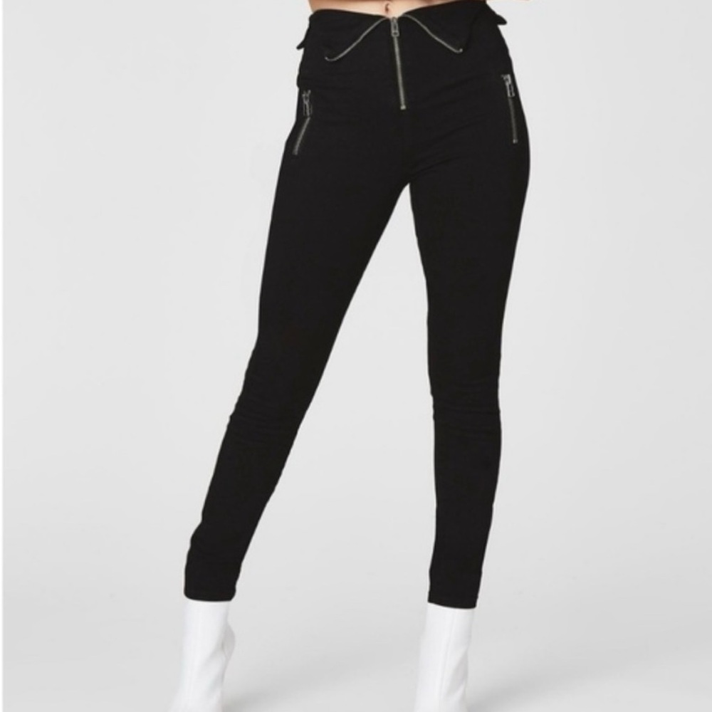 Carmar Viola Black Fold Over High-Waisted Zipper Jeans - size 26